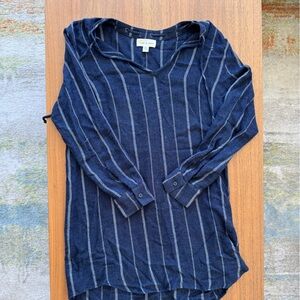 Cloth & Stone Navy Plaid Top